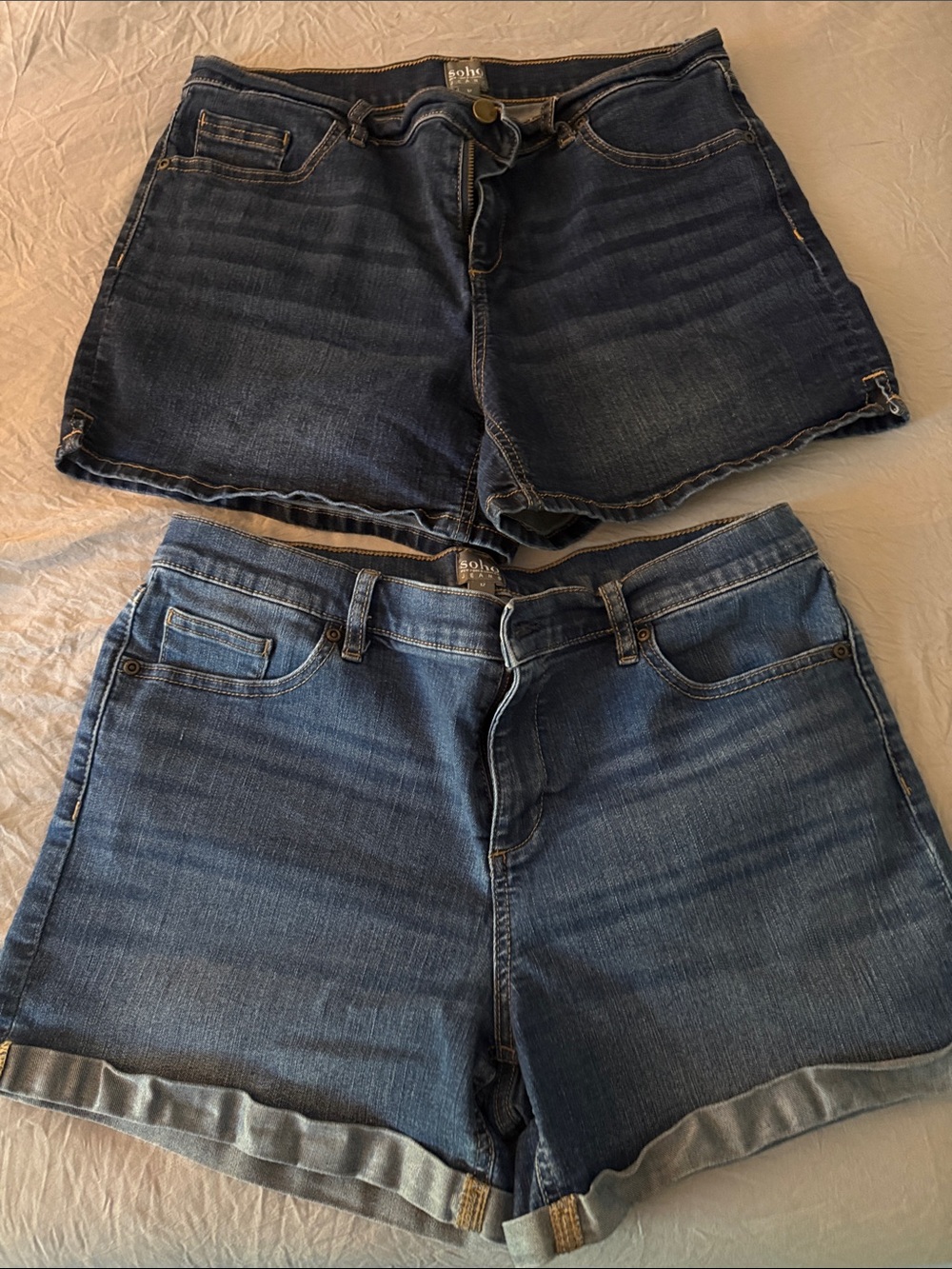 Soho Women’s Two-Pair Blue Denim Shorts Set - Dark & Medium Wash